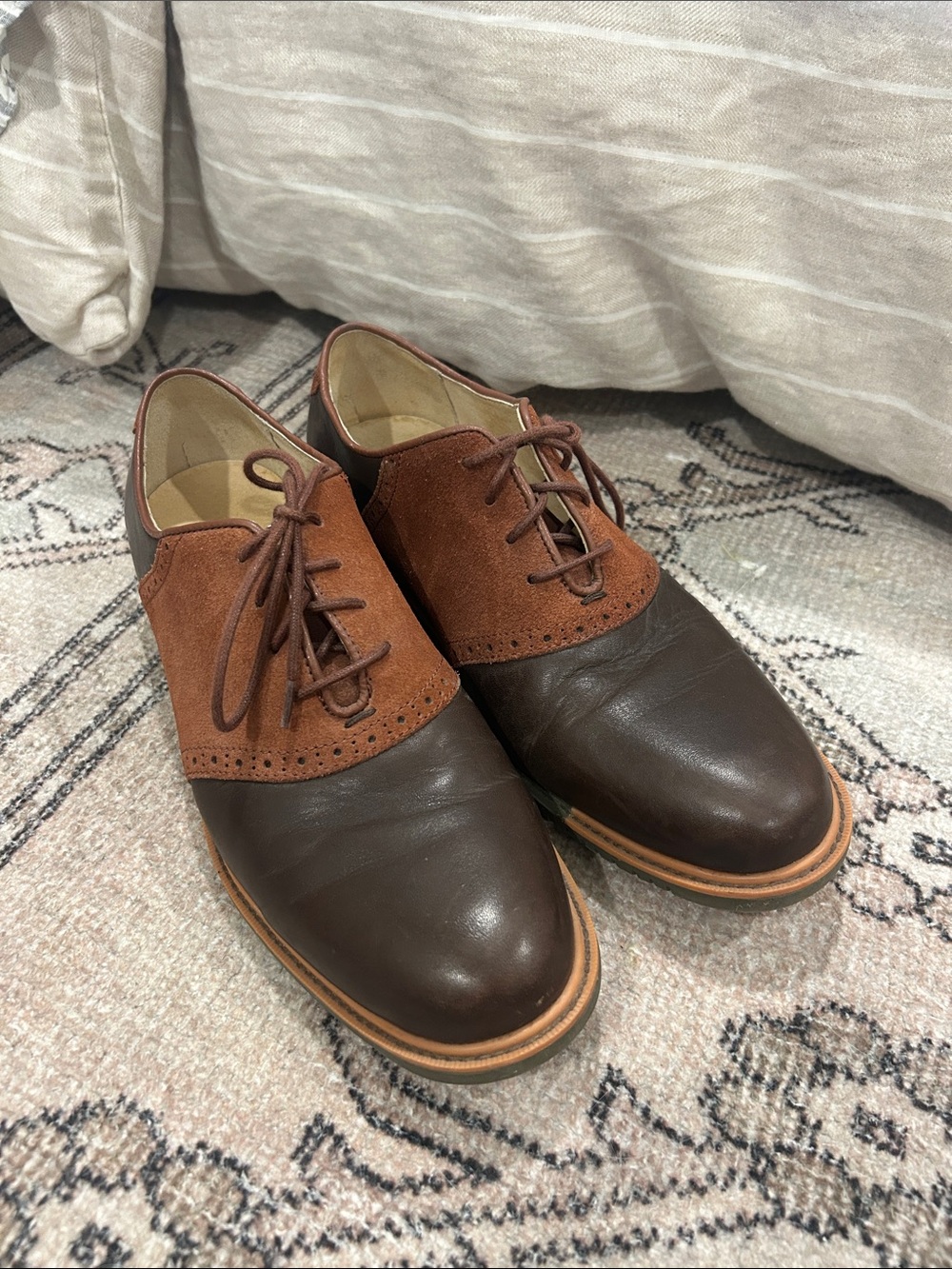 Cole Haan Brown Leather and Chestnut Suede Derby Shoes